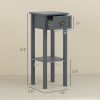 2-Tier Side Table Set of 2 – Gray End Tables with Drawer and Shelf for Living Room & Hallway