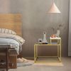 2-Tier Side Table with Metal Frame and Marble Finish Top