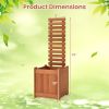 2-in-1 Wooden Raised Garden Bed with Trellis - Solid Wood (Waterproof Teak Oil), 16"x16"x48" Size