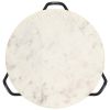 Modern Side Table White and Black – Round Marble Accent Table