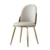Modern PU Leather Dining Chairs Set of 2 with Gold Metal Legs