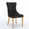 Modern Tufted Velvet Dining Chair – Solid Wood with Golden Stainless Steel Legs
