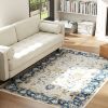 4x6 Blue Boho Floral Machine Washable Area Rug with Non-Slip Backing