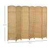 6-Panel Room Divider – 5.6 Ft Tall Freestanding Privacy Screen, Natural Wood Folding Partition