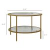 Modern 2-Tier Round Glass Side Table – Steel Frame Accent Table
