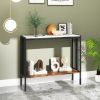 36-Inch Industrial Console Table with Sintered Stone Top and 2-Tier Shelf