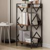 3-Tier Rustic Bookshelf – Small Space Metal & Wood Storage Shelf