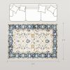 4x6 Blue Boho Floral Machine Washable Area Rug with Non-Slip Backing