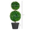 2-Piece Artificial Boxwood Ball Topiary Trees 23.5" – Double Ball UV-Protected in Pots