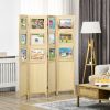Room Divider with Photo Frames – 4 Panel Wood Folding Privacy Screen, Natural Indoor Partition