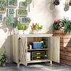 Wooden Outdoor Storage Cabinet with Shelf and Double Doors, Natural Wood