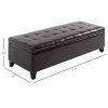 51" Tufted Storage Ottoman Bench – Dark Brown Faux Leather, Living Room & Entryway Storage Seat