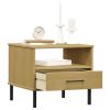 Industrial Bedside Table Solid Pine Wood & Metal – Brown