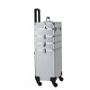 4-in-1 Draw-bar Style Interchangeable Aluminum Rolling Makeup Case – Silver
