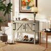 Farmhouse Double Door Coffee Bar Cabinet, Kitchen Storage with Bottom Shelf
