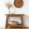 Modern Farmhouse Console Table, Entrance & Sofa Table with Double-Layer Open Shelves