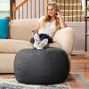 Jaxx Ellis Large Faux Shearling Ottoman Pouf – Black
