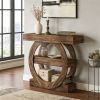 Farmhouse Console Table with 3-Tier Storage Shelves – Rustic Sofa Table for Entryway & Hallway