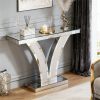 Mirrored Console Table with V-Shape Base – Modern Entryway & Foyer Table
