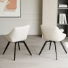 Set of 2 White PU Leather Dining Chairs with Black Metal Legs – Modern Kitchen Chairs