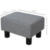 16" Gray Linen Ottoman Cube Footrest – Upholstered Pouf Stool