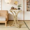 Modern Round Coffee Table with Faux Marble Top & Gold C-Shaped Legs – Versatile Side Table for Living Room, Bedroom, or Reception Area