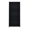 47" H Black 3-Shelf Bookcase – Modern Engineered Wood Storage Shelf