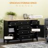 Black Storage Cabinet with Drawers & Adjustable Shelves – Modern Sideboard for Kitchen, Dining, or Living Room