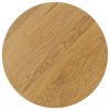 Round Oak and White Lamp Table with Storage Shelf