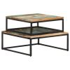 Reclaimed Wood Nesting Coffee Table Set of 2 with Iron Frame