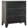 Grey Metal and MDF Storage Cabinet – Wall-Mounted Industrial Design, 3 Doors