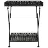 Black Metal Foldable Tea Table – 22.8x13.8x28.3 in Vintage Rectangular Accent Table