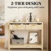 Natural Wood Console Table with Drawers and Shelves Entryway Table