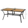 Large Outdoor Patio Dining Table with Umbrella Hole – Brown Wood Grain Top