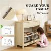 Natural Wood Console Table with Drawers and Shelves Entryway Table