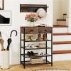 Multifunctional Entryway Coat Rack & Shoe Storage Bench with Drawers and Shelves
