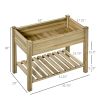 Outsunny 36" Raised Garden Bed with Legs and Storage Shelf – Elevated Wood Planter