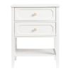 Wood Nightstand Side Table with 2 Drawers and Shelf