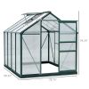 6' x 8' Walk-In Garden Greenhouse, Heavy-Duty Aluminum Frame with Polycarbonate Panels, Vent, Door & Rain Gutter