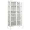 White Steel Display Cabinet with Tempered Glass – Large Modern Showcase