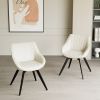 Set of 2 White PU Leather Dining Chairs with Black Metal Legs – Modern Kitchen Chairs