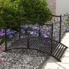 Garden Bridge 4' Metal Arch with Scrollwork & Safety Rails – Black Bronze