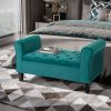 Tufted Storage Ottoman Bench with Folding Design, Velvet Upholstered Green