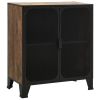 Industrial Rustic Brown Storage Cabinet with Mesh Doors – Metal & MDF Organizer