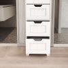 White Freestanding Storage Cabinet with 4 Drawers – Bathroom, Living Room, Kitchen