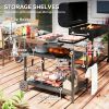 Outdoor Bar Cart Grill Table with Stainless Steel Top – Portable Folding Serving Cart