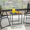 Tempered Glass Side Table with Metal Frame for Indoor & Outdoor