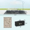 Reversible Outdoor Rug – Waterproof Plastic Straw, 9'x12', Black & Beige Rhombus with Carry Bag
