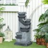 33.5" 4-Tier Outdoor Water Fountain with LED Lights and Pump – Resin Cascading Bowls