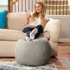 Jaxx Ellis Faux Shearling Plush Ottoman Pouf, Smoke – Modern Small Floor Footrest